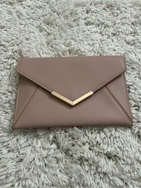 Neutral Blush Envelope Clutch with Gold Accent